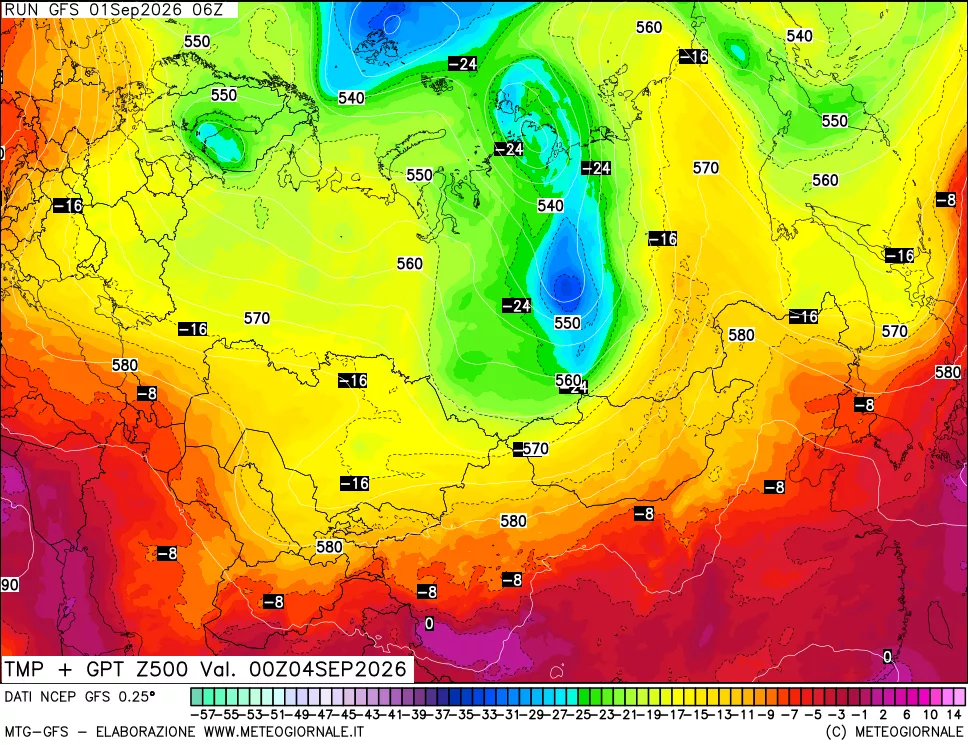 mappa 500 hPa Temp + GPT
