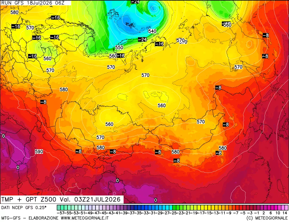 mappa 500 hPa Temp + GPT
