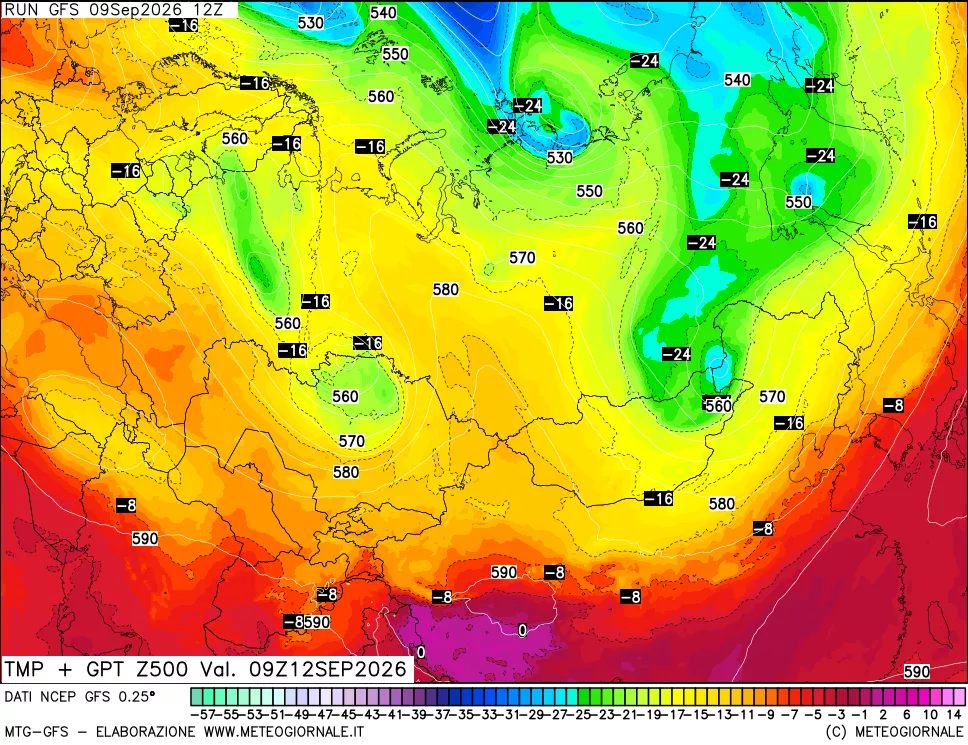mappa 500 hPa Temp + GPT