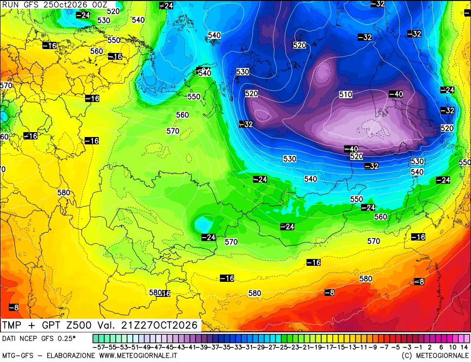 mappa 500 hPa Temp + GPT