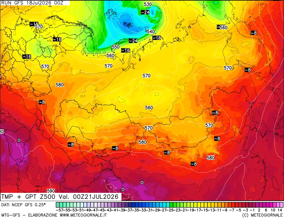 mappa 500 hPa Temp + GPT