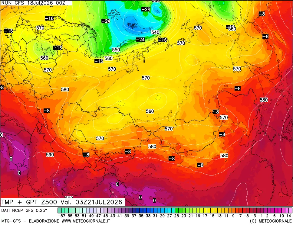 mappa 500 hPa Temp + GPT
