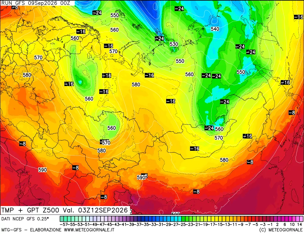 mappa 500 hPa Temp + GPT