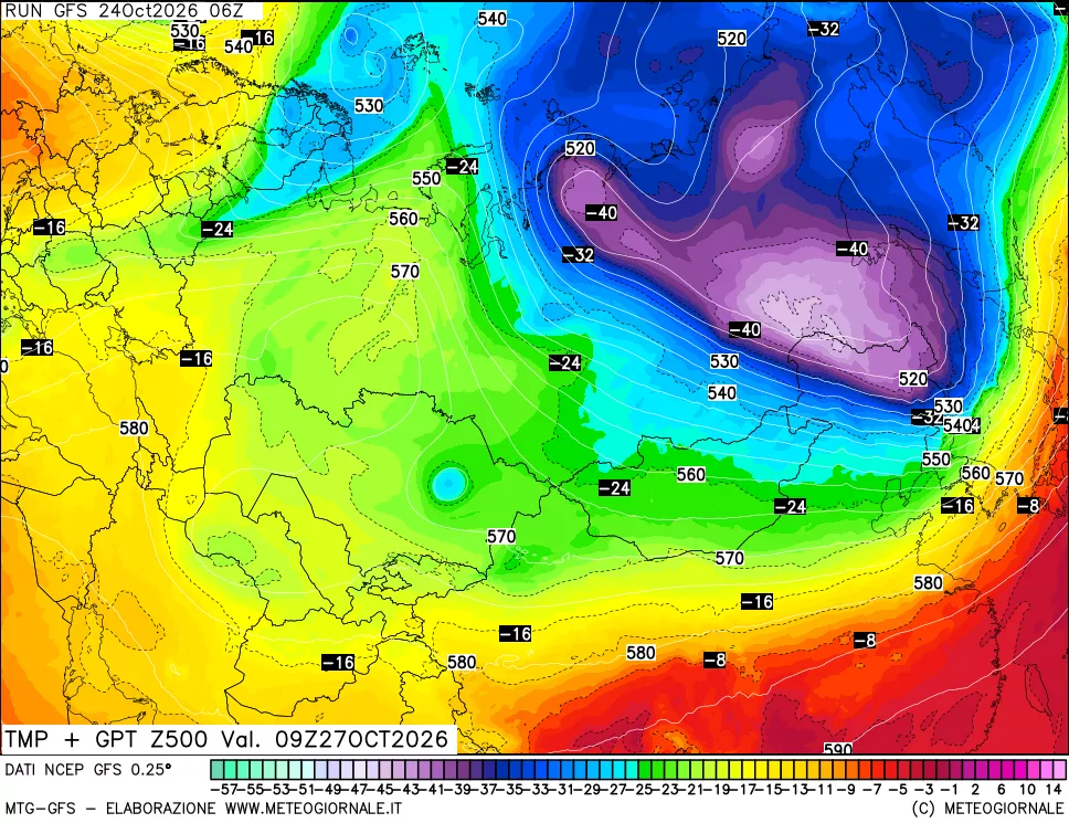 mappa 500 hPa Temp + GPT
