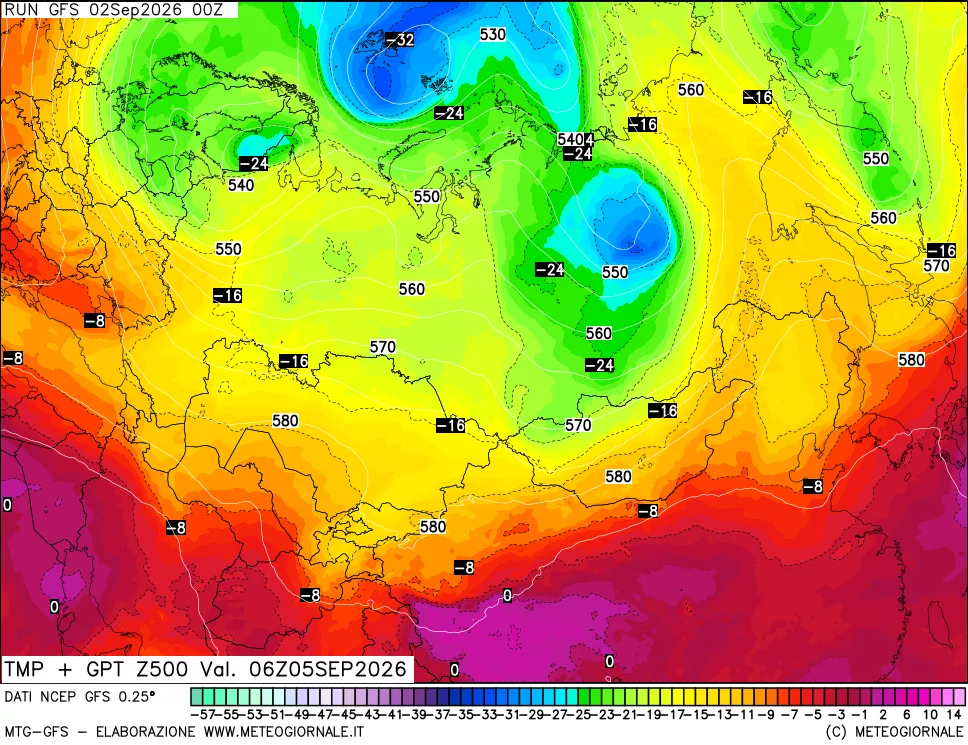 mappa 500 hPa Temp + GPT