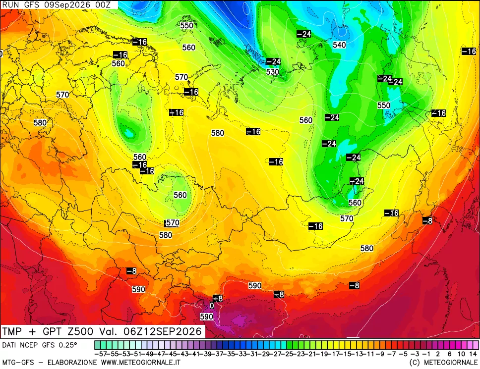mappa 500 hPa Temp + GPT