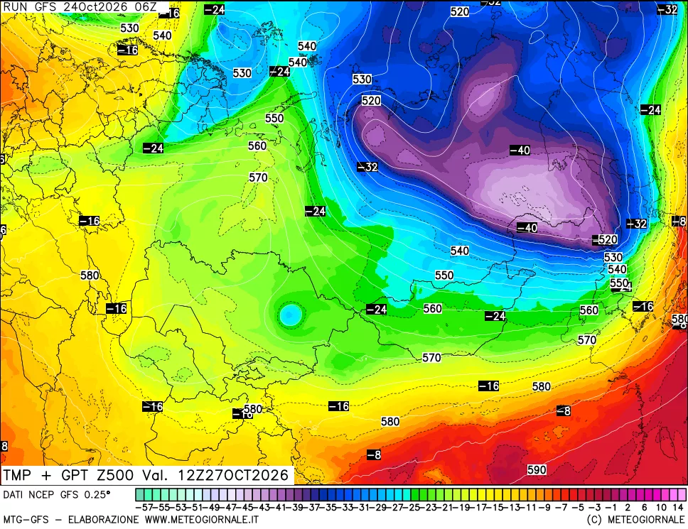 mappa 500 hPa Temp + GPT