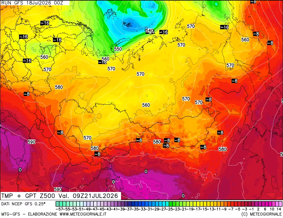 mappa 500 hPa Temp + GPT