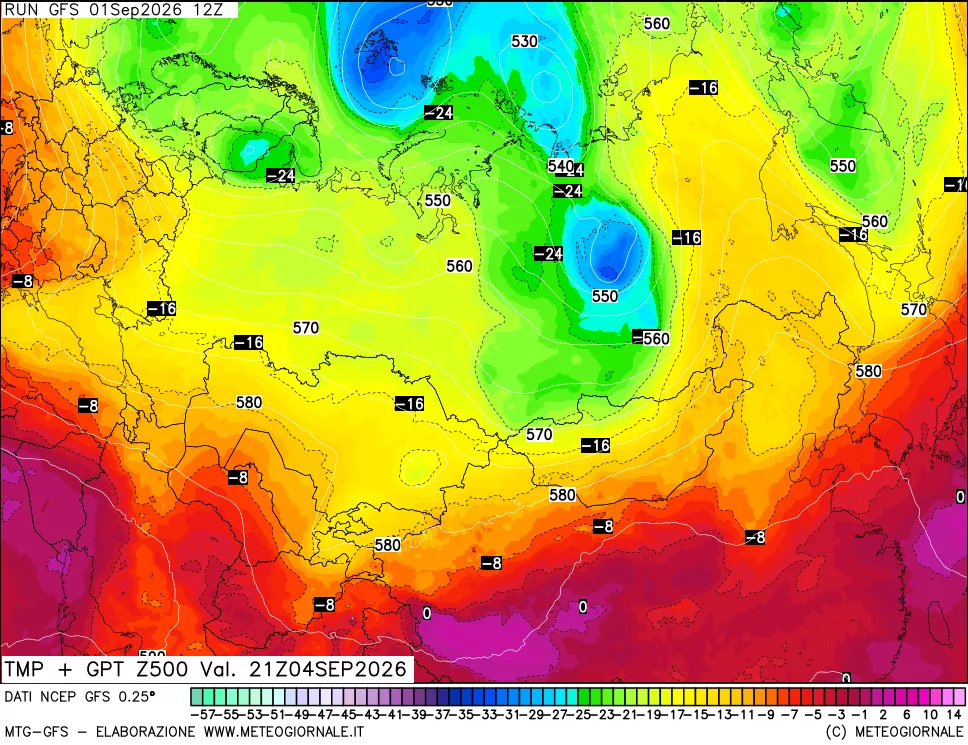 mappa 500 hPa Temp + GPT