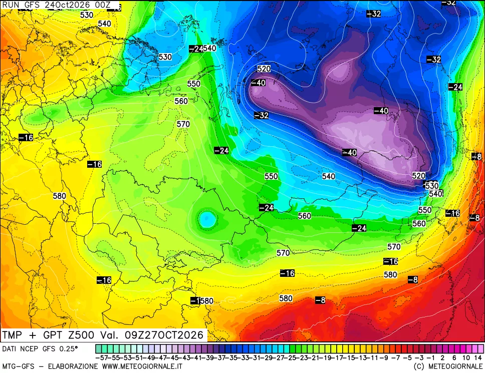 mappa 500 hPa Temp + GPT