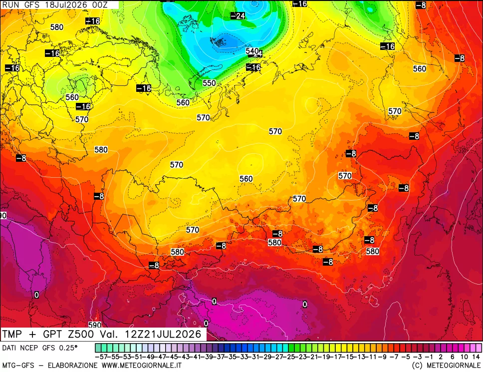 mappa 500 hPa Temp + GPT