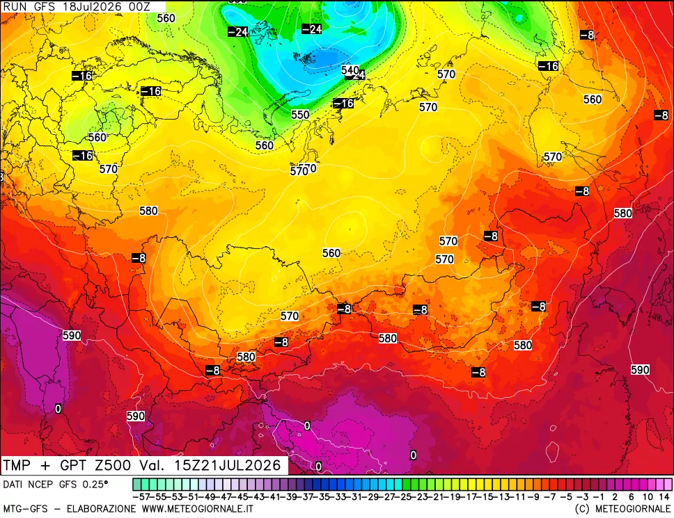 mappa 500 hPa Temp + GPT