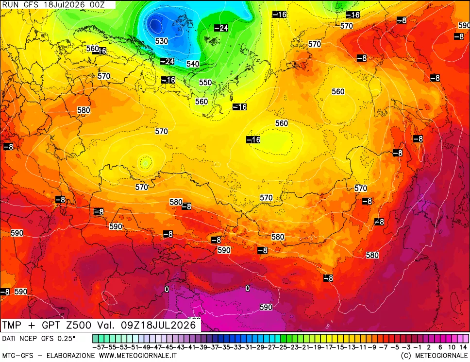 mappa 500 hPa Temp + GPT