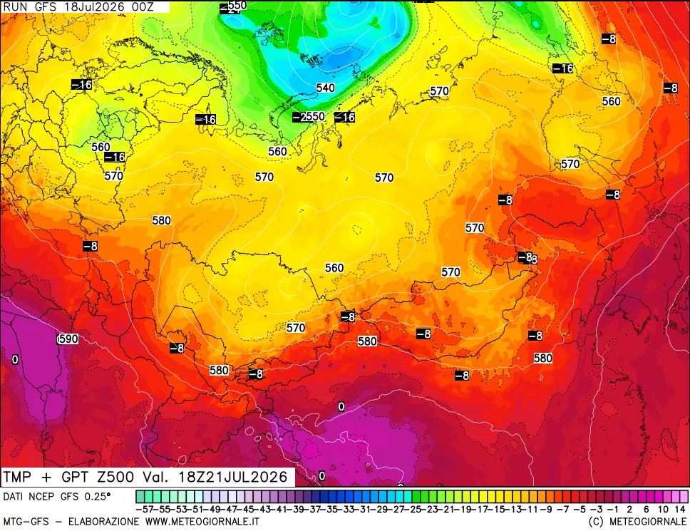 mappa 500 hPa Temp + GPT