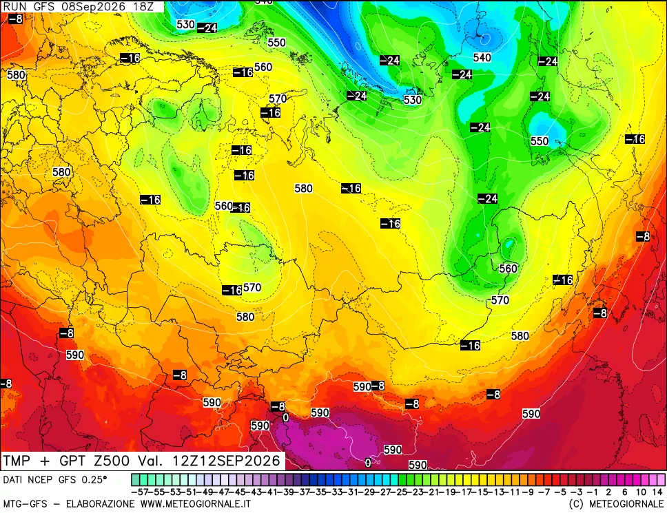 mappa 500 hPa Temp + GPT