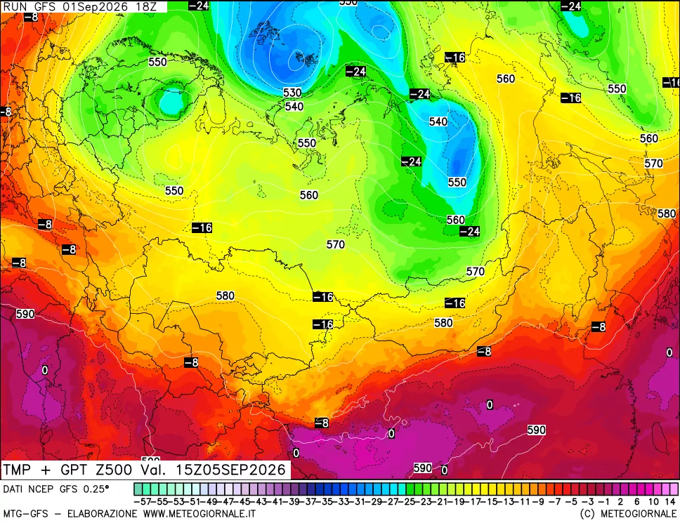 mappa 500 hPa Temp + GPT