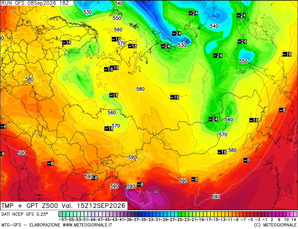 mappa 500 hPa Temp + GPT