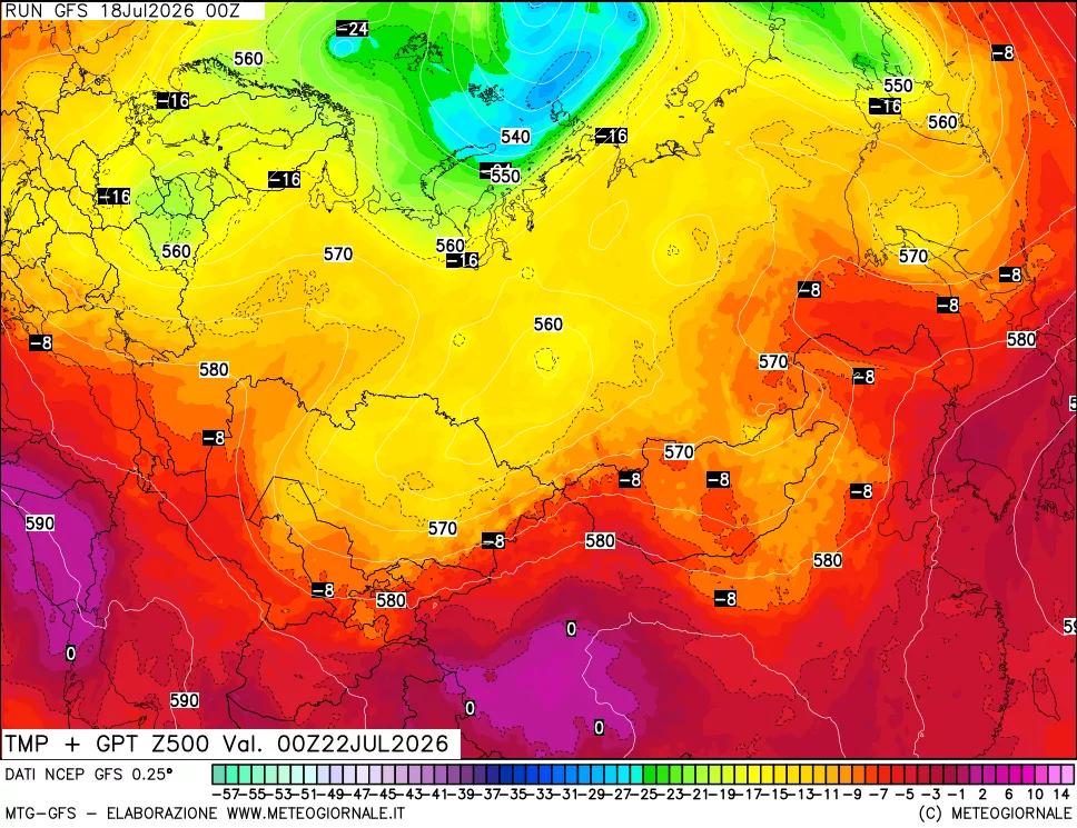 mappa 500 hPa Temp + GPT