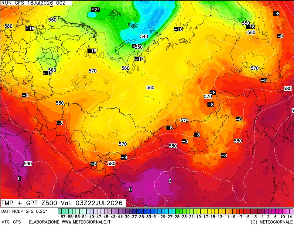 mappa 500 hPa Temp + GPT