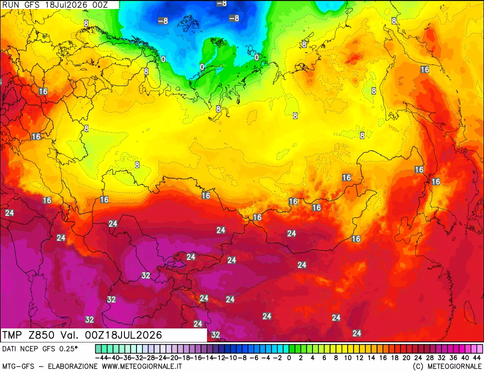mappa 850 hPa Temp
