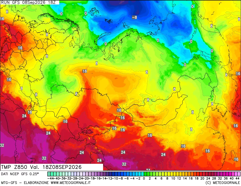 mappa 850 hPa Temp