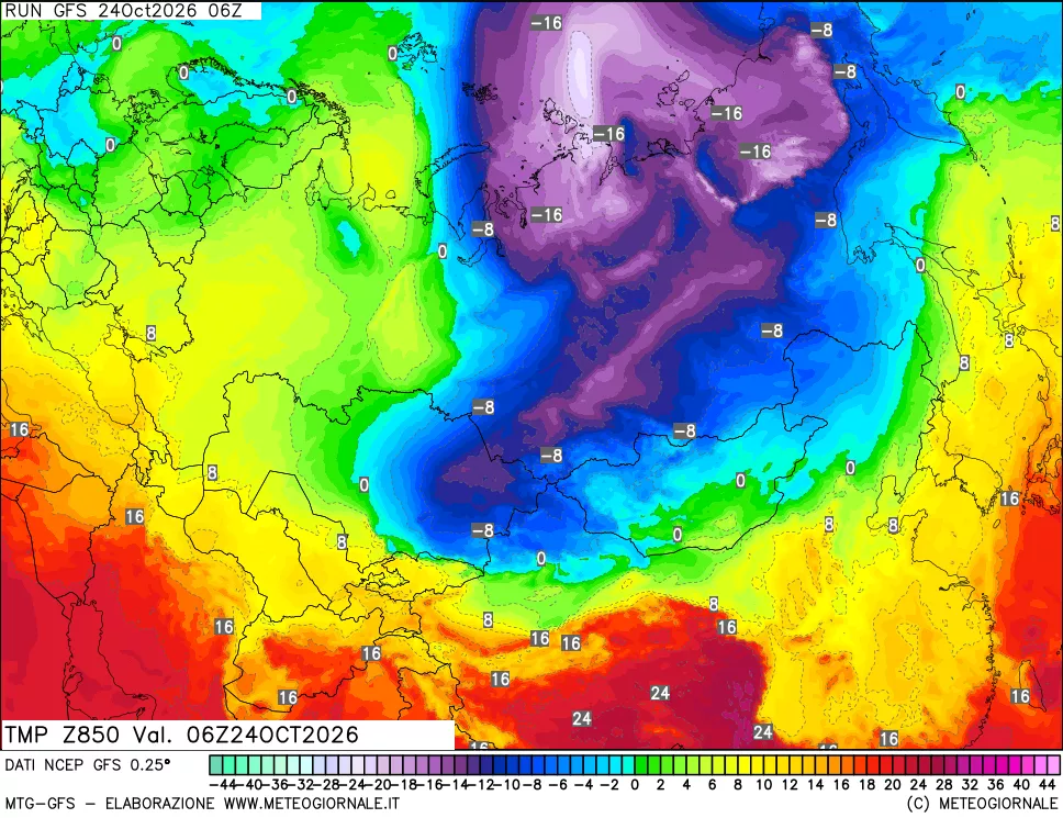 mappa 850 hPa Temp