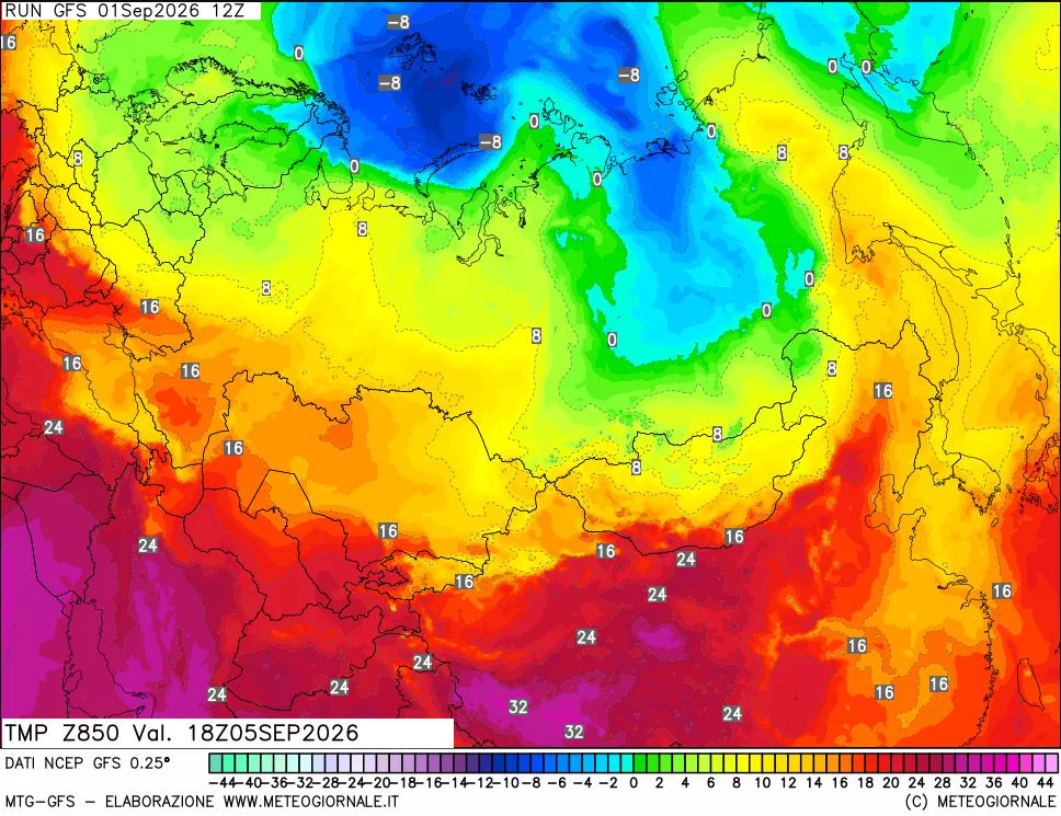 mappa 850 hPa Temp