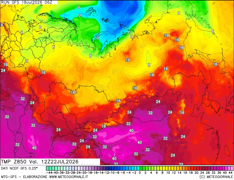 mappa 850 hPa Temp