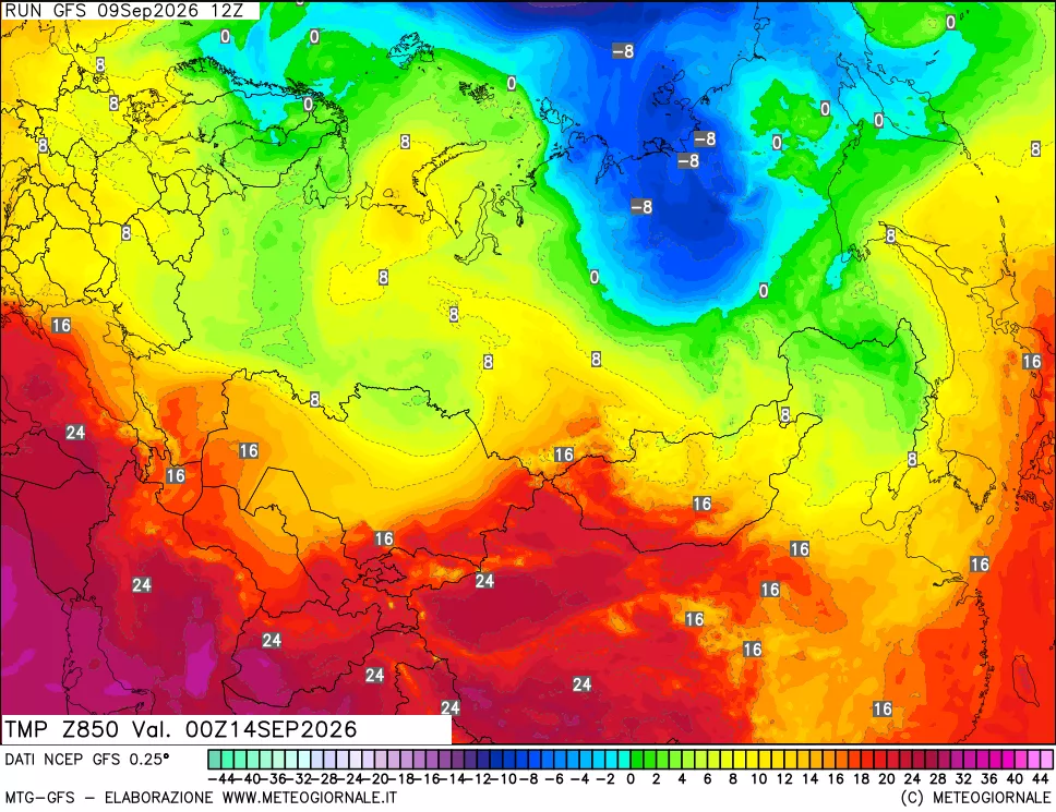 mappa 850 hPa Temp