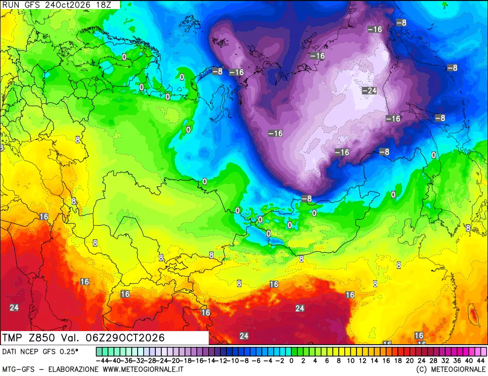 mappa 850 hPa Temp