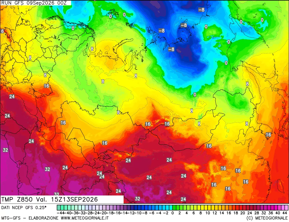 mappa 850 hPa Temp