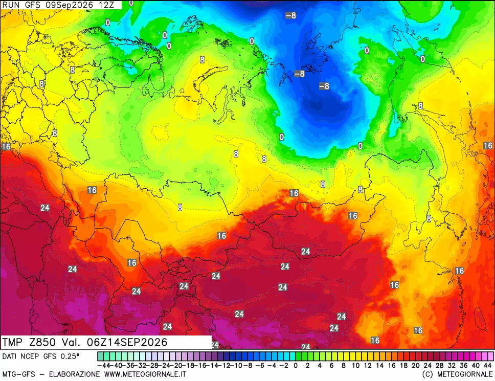 mappa 850 hPa Temp