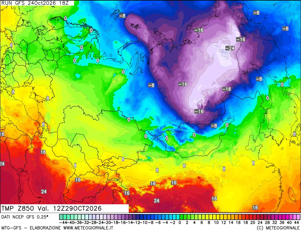 mappa 850 hPa Temp