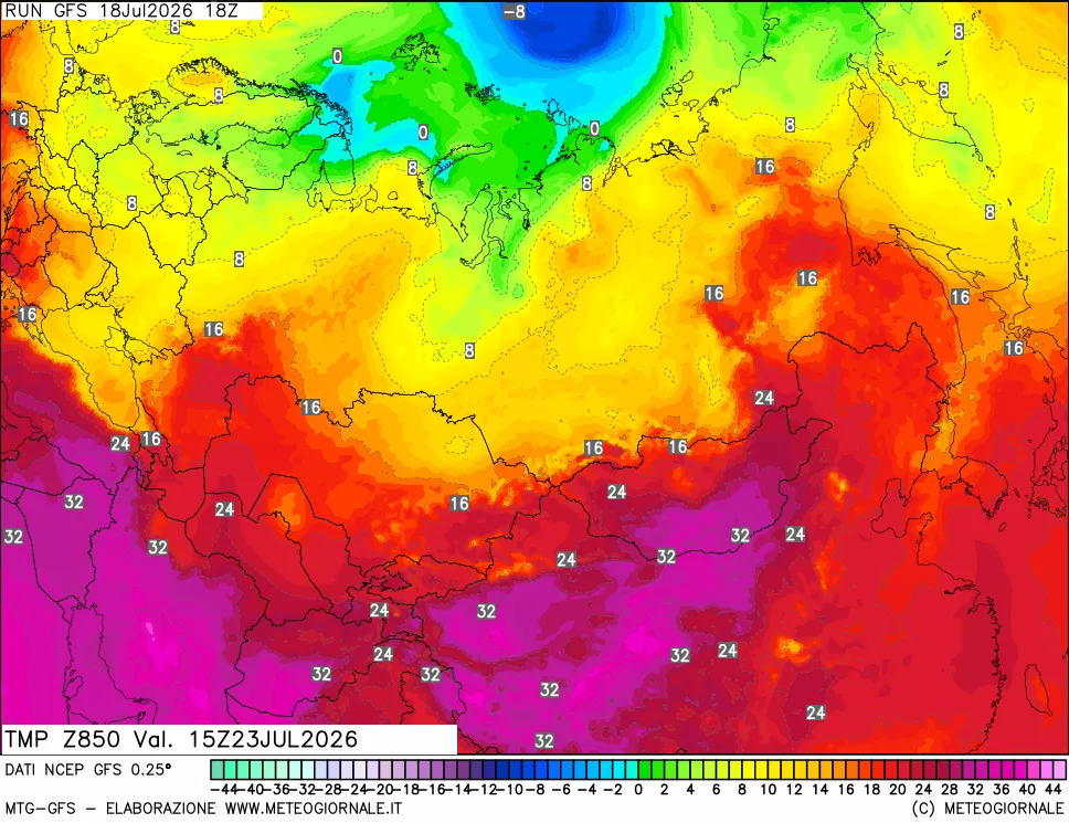 mappa 850 hPa Temp