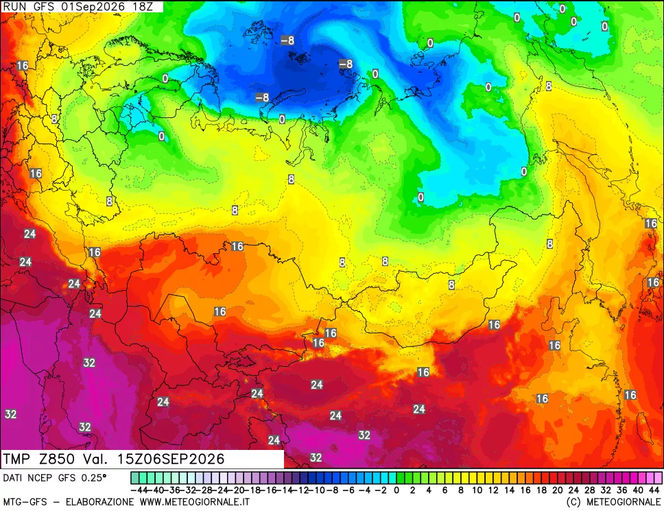 mappa 850 hPa Temp
