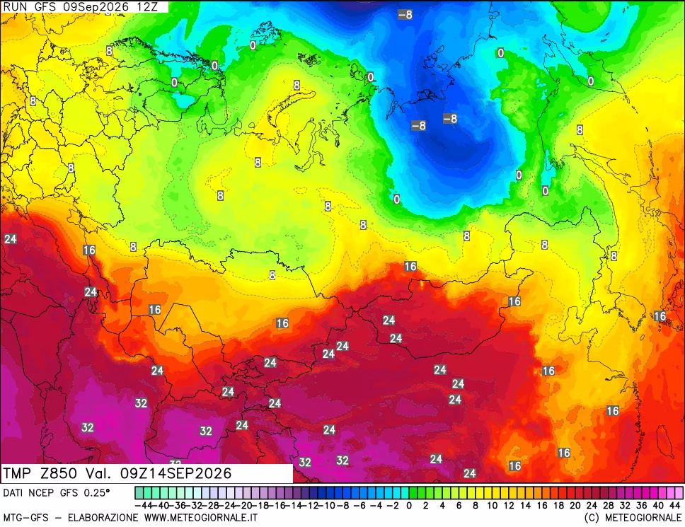 mappa 850 hPa Temp