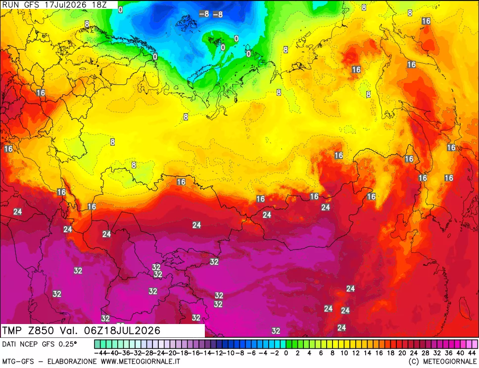 mappa 850 hPa Temp