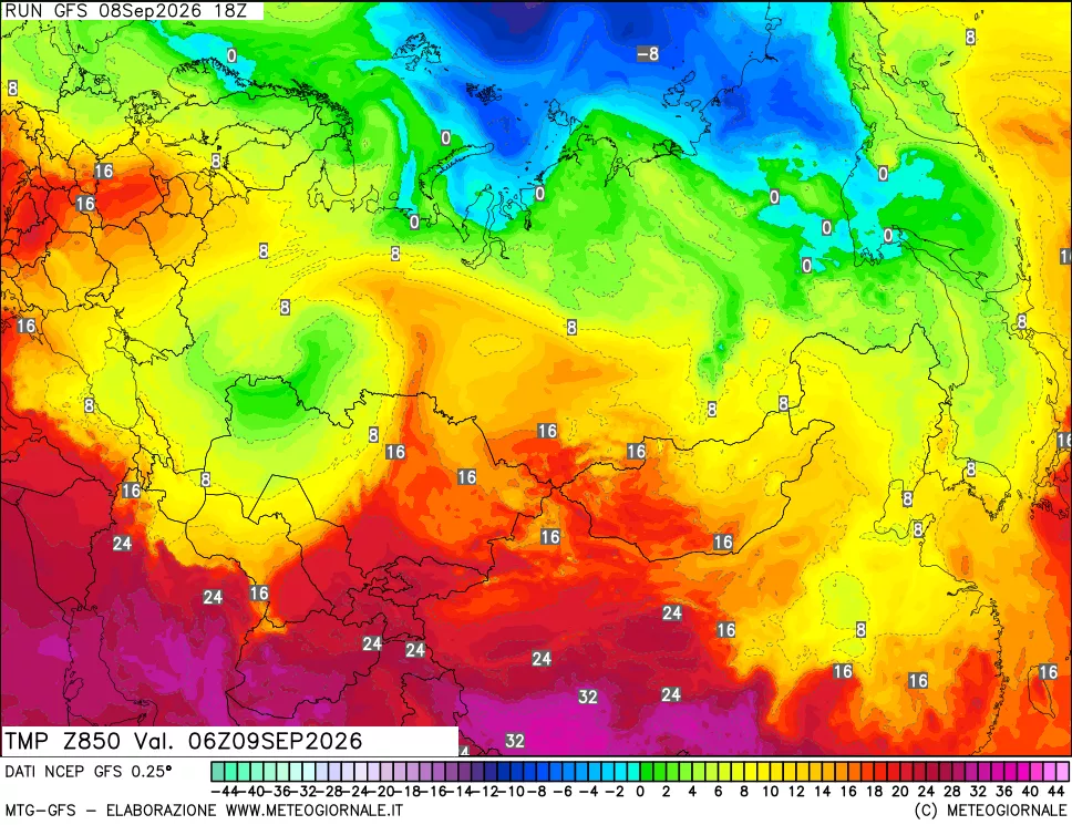 mappa 850 hPa Temp