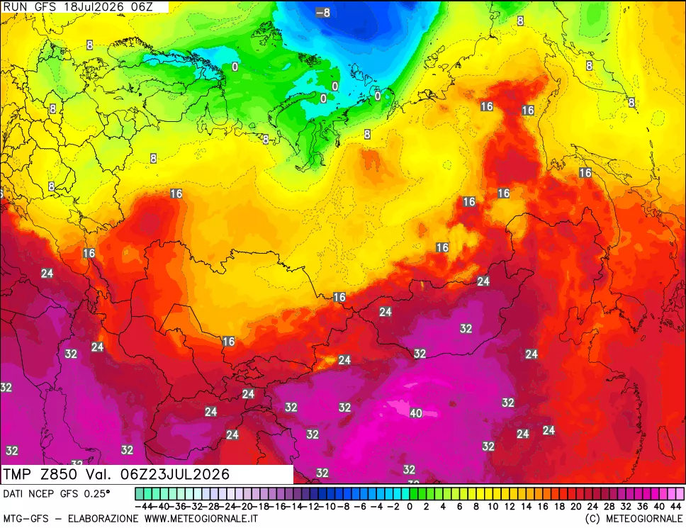 mappa 850 hPa Temp