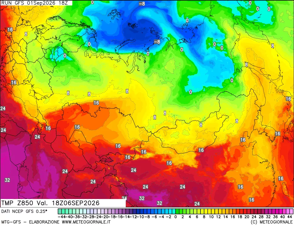 mappa 850 hPa Temp