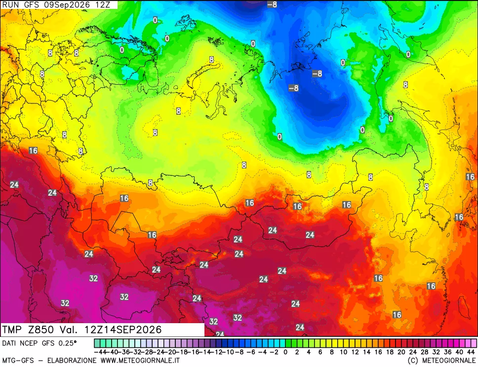 mappa 850 hPa Temp
