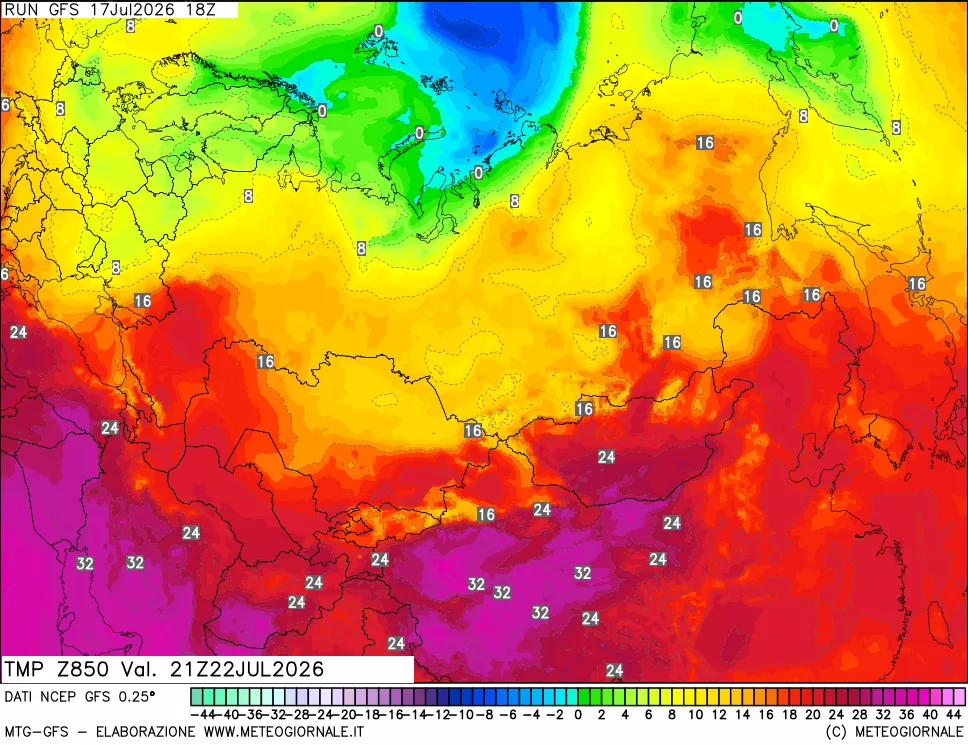 mappa 850 hPa Temp