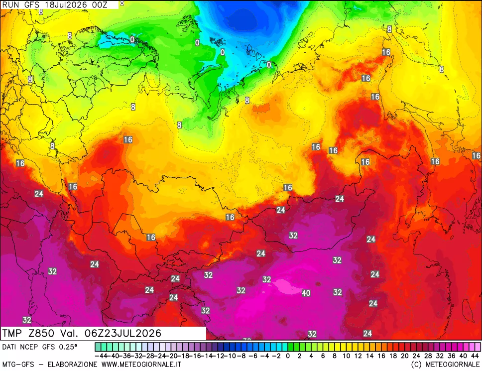 mappa 850 hPa Temp