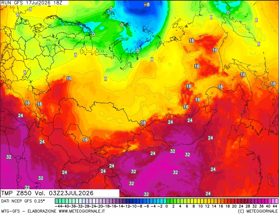 mappa 850 hPa Temp