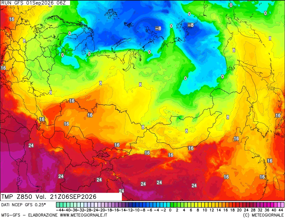 mappa 850 hPa Temp