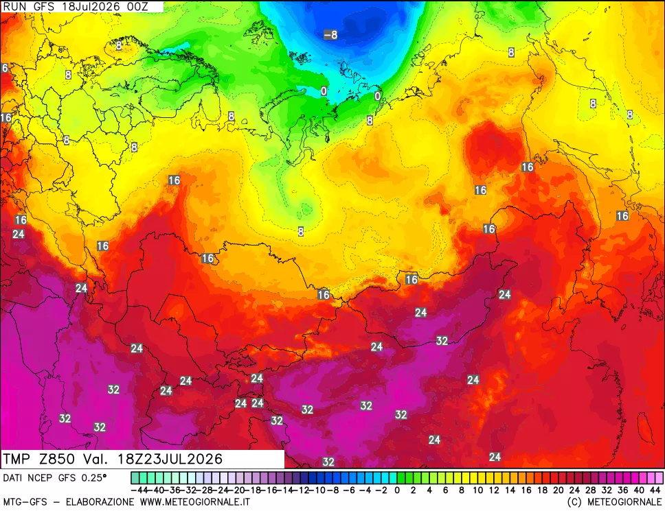 mappa 850 hPa Temp