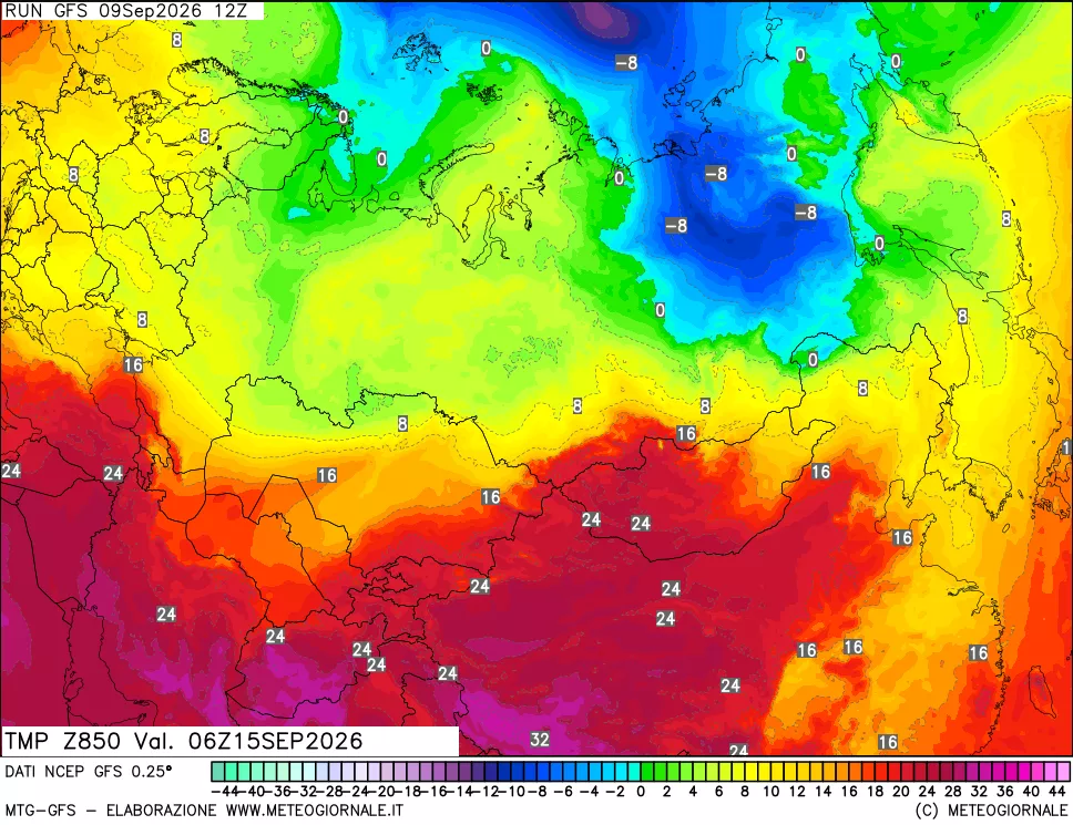 mappa 850 hPa Temp