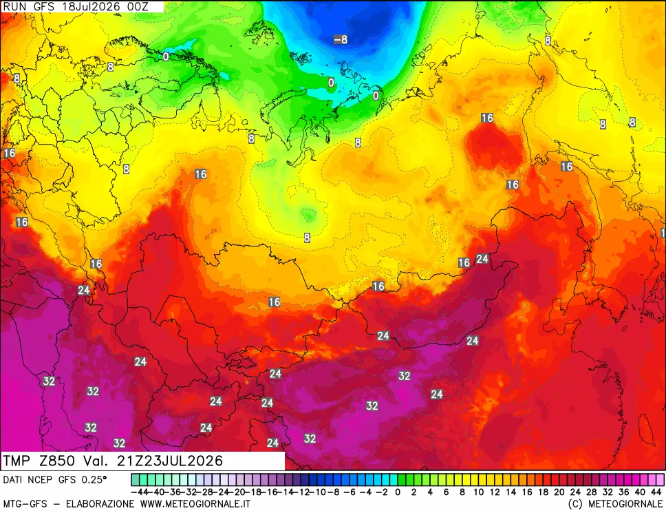 mappa 850 hPa Temp