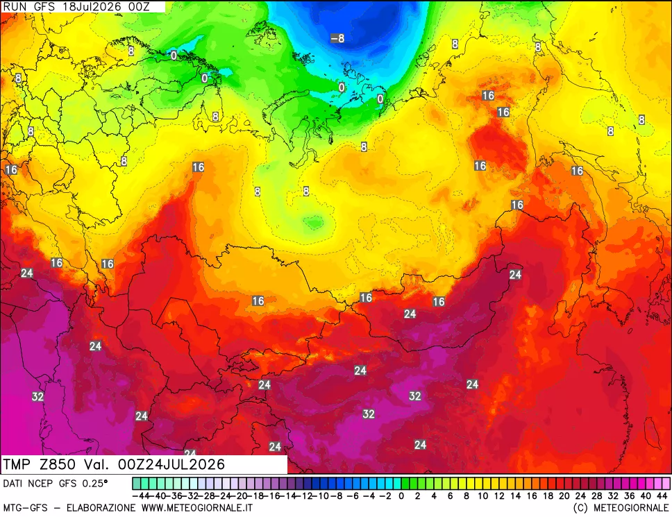 mappa 850 hPa Temp