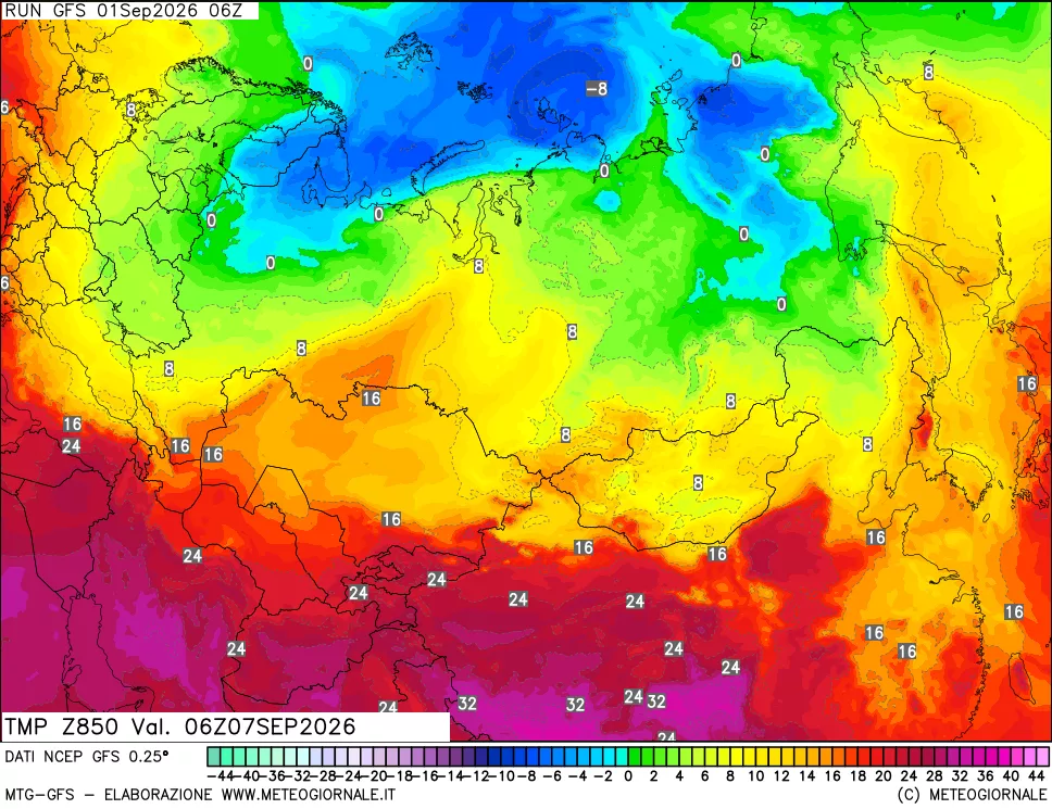 mappa 850 hPa Temp